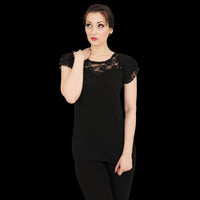 Gothic Elegance "Lace Layered Cap Sleeve" Shirt - Mainstay Entertainment