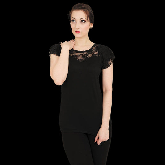 Gothic Elegance "Lace Layered Cap Sleeve" Shirt - Mainstay Entertainment