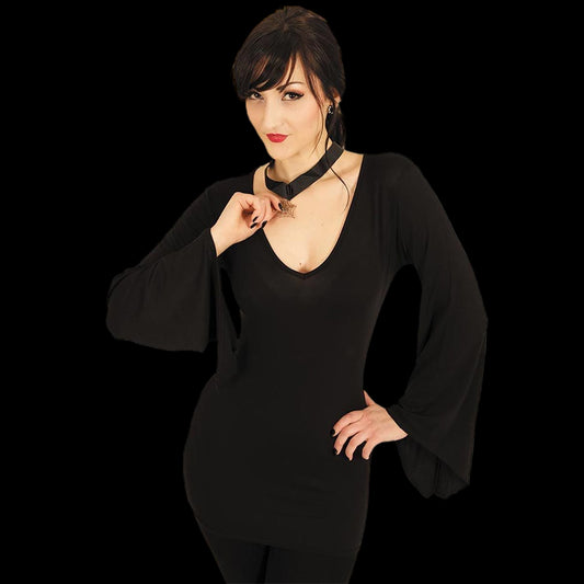 Gothic Elegance "V Neck Goth Sleeve" Long Sleeve Shirt - Mainstay Entertainment