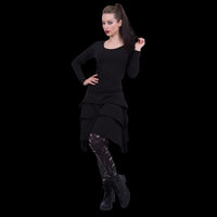 Gothic Rock "Layered Skirt" Long Sleeve Dress - Mainstay Entertainment