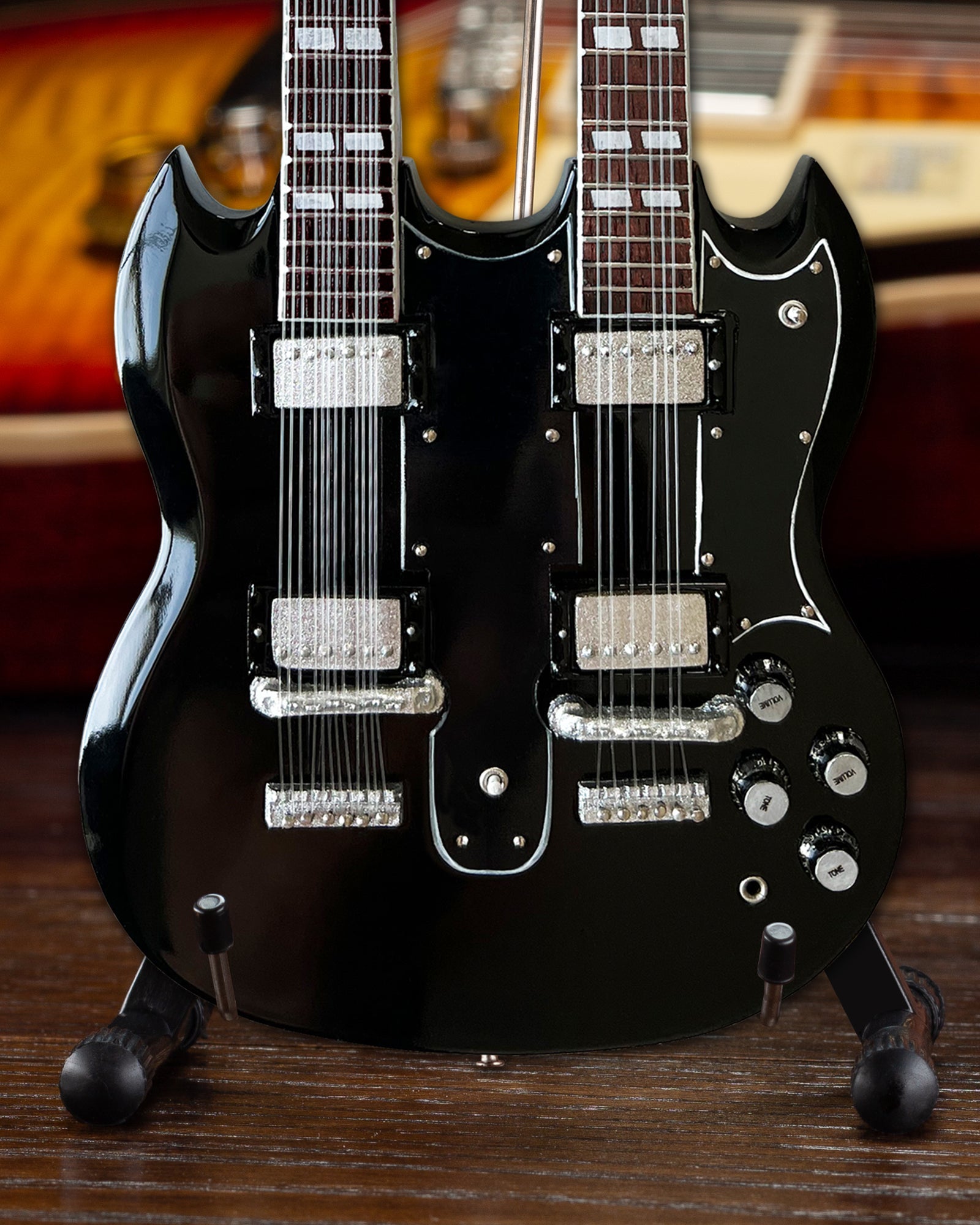 Guns N' Roses "Slash - Gibson 1966 EDS-1275 Aged Doubleneck" Licensed Mini Guitar - Mainstay Entertainment