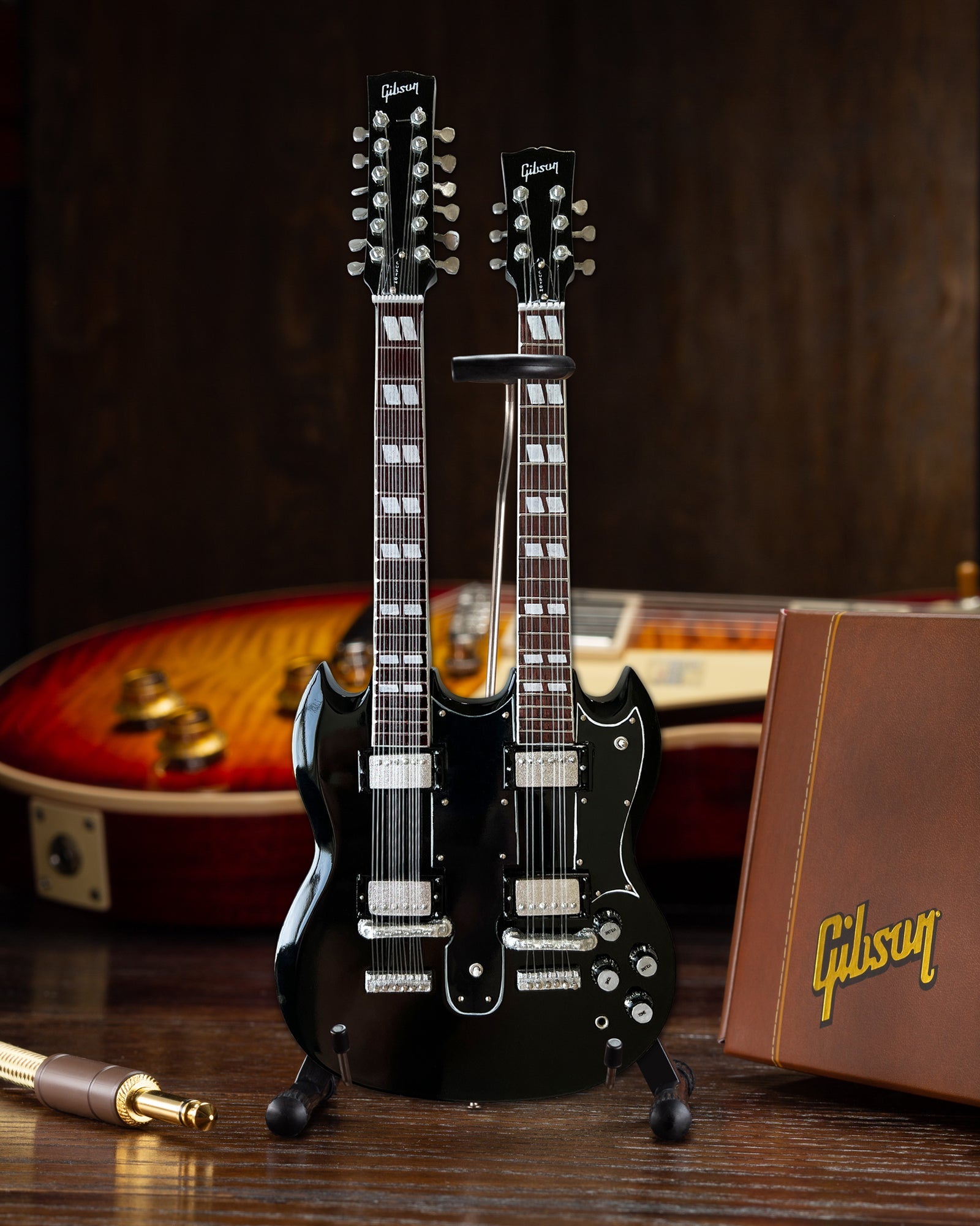 Guns N' Roses "Slash - Gibson 1966 EDS-1275 Aged Doubleneck" Licensed Mini Guitar - Mainstay Entertainment