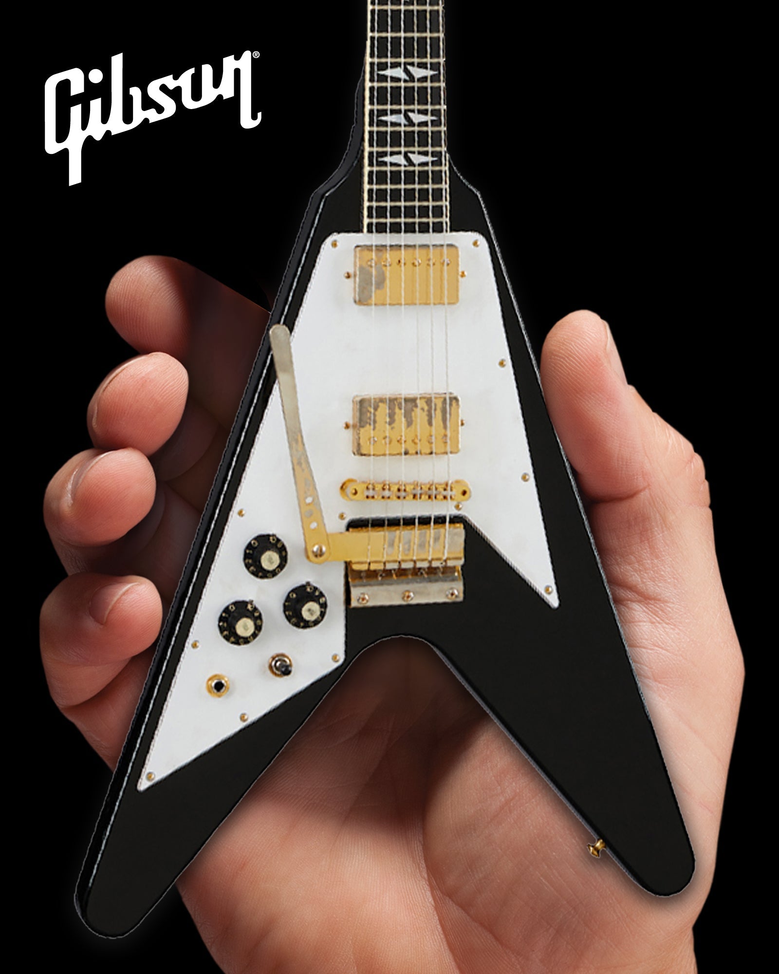 Jimi Hendrix™ "Gibson 1969 Left-Handed Flying V Ebony Finish" Licensed Mini Guitar - Mainstay Entertainment
