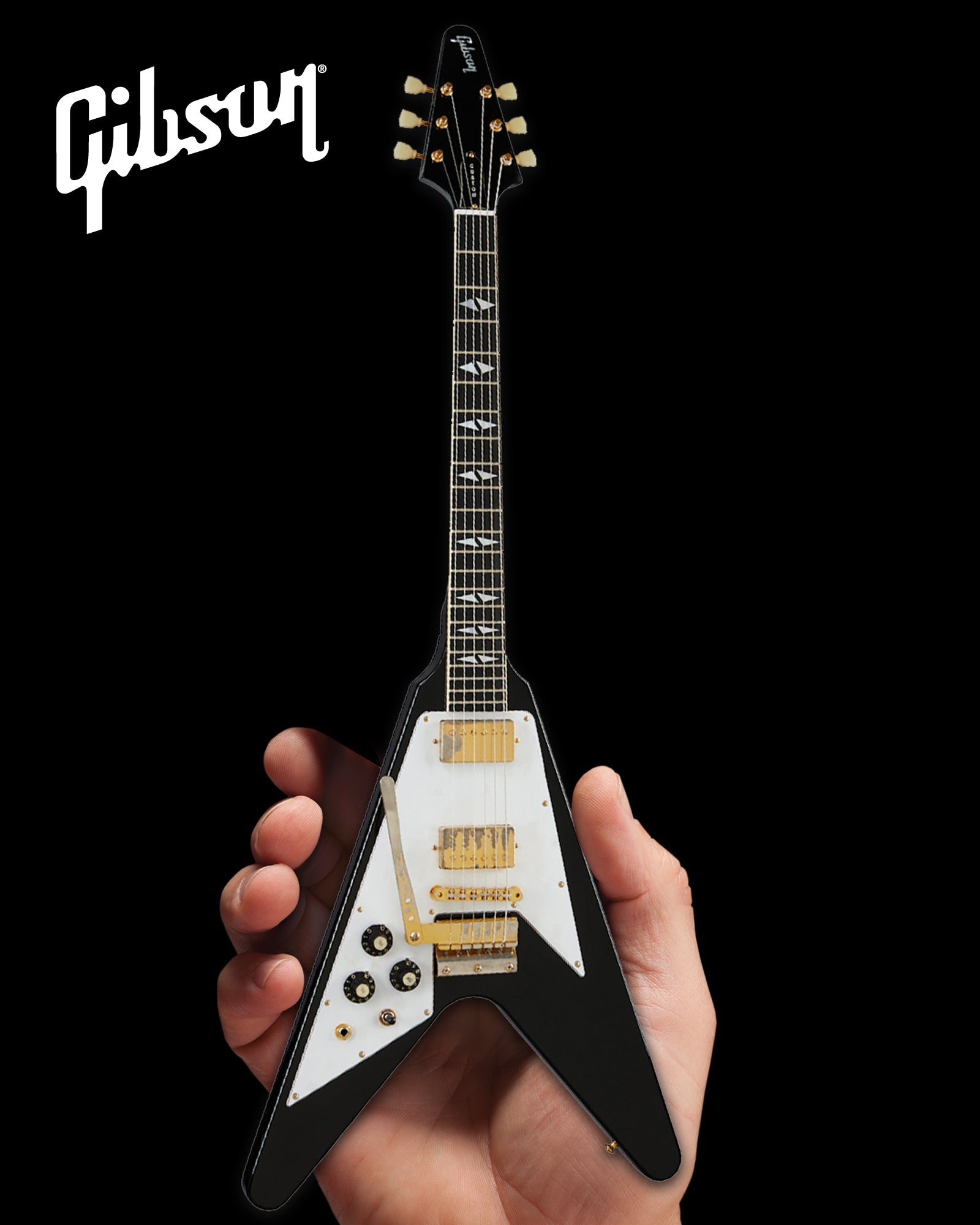 Jimi Hendrix™ "Gibson 1969 Left-Handed Flying V Ebony Finish" Licensed Mini Guitar - Mainstay Entertainment