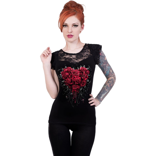 Bleeding Heart "Lace Layered Cap Sleeve" Tank