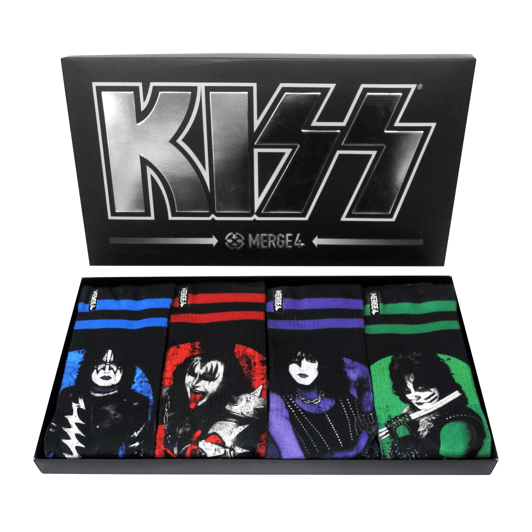 Kiss "Merge4 Collection LTD" Crew Socks Box Set (4 Pairs) - Mainstay Entertainment