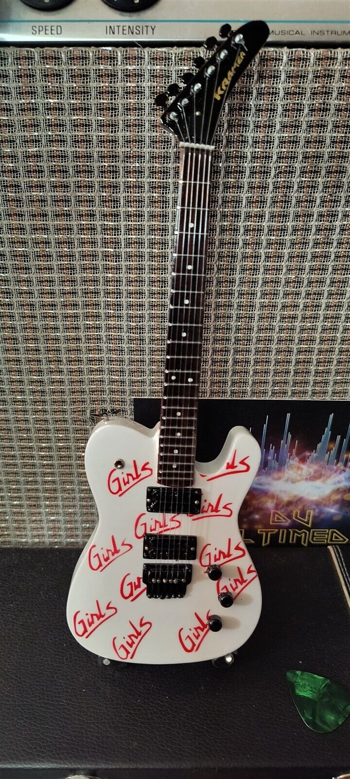 Mötley Crüe "Mick Mars - Girls, Girls, Girls" White Licensed Mini Guitar - Mainstay Entertainment