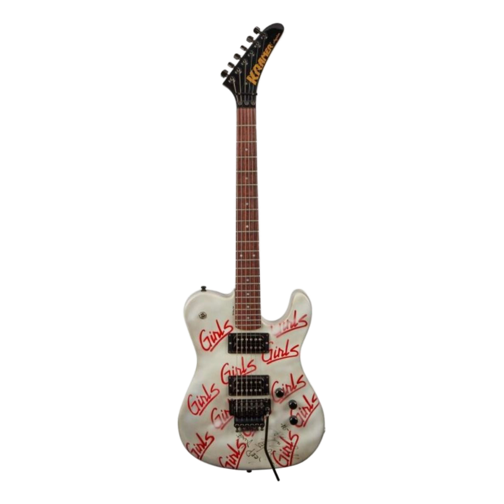 Mötley Crüe "Mick Mars - Girls, Girls, Girls" White Licensed Mini Guitar - Mainstay Entertainment