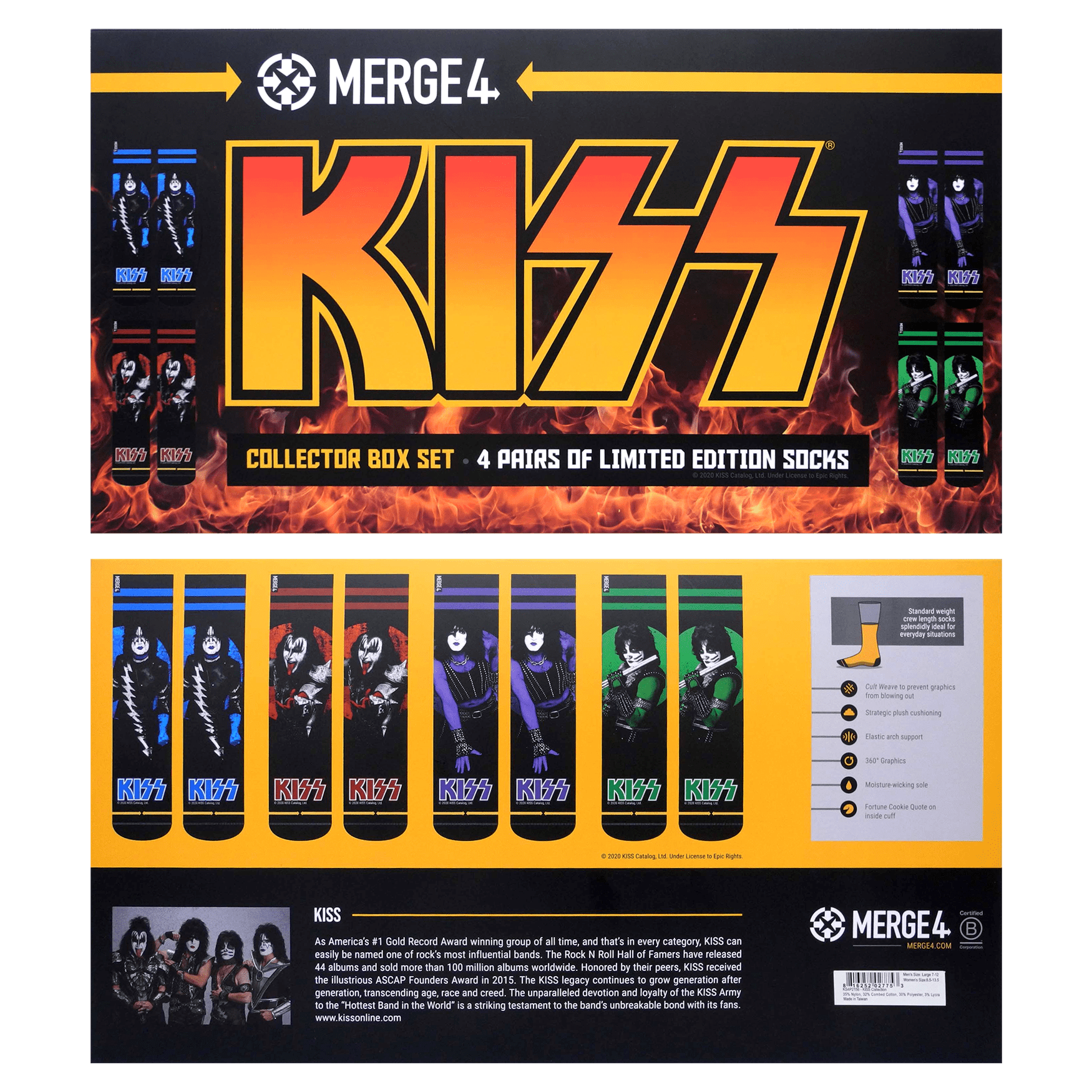 Kiss "Merge4 Collection LTD" Crew Socks Box Set (4 Pairs)
