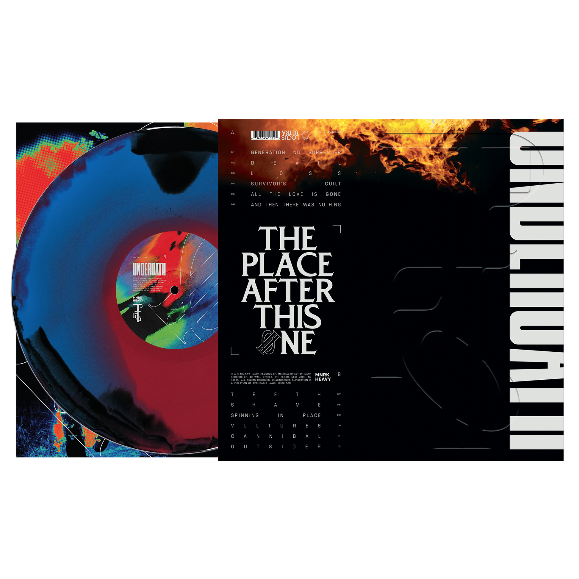 Underoath "The Place After This One" Black + Blue Red Swirl Vinyl
