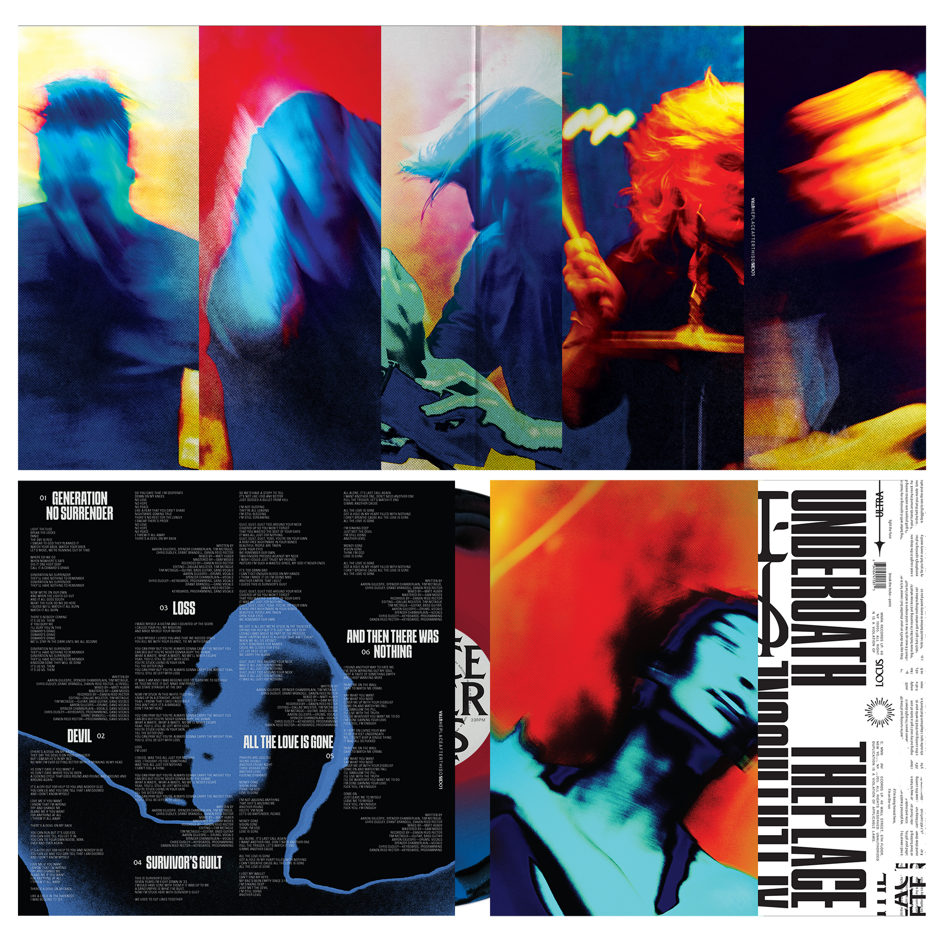 Underoath "The Place After This One" Black + Blue Red Swirl Vinyl