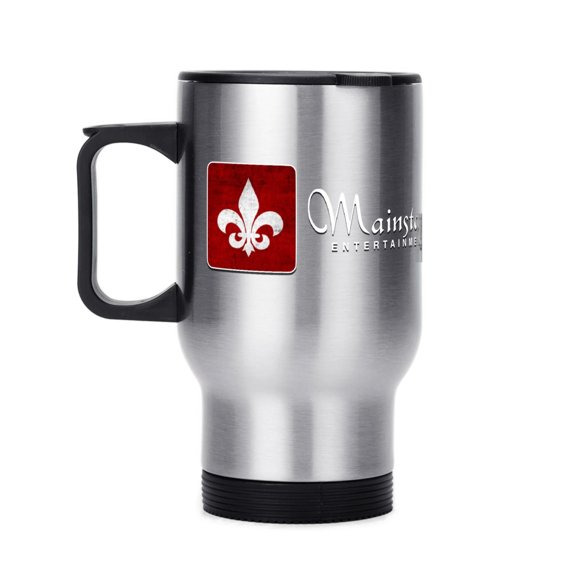 Mainstay Entertainment "Fleur de Lis Logo" 14 oz. Travel Mug