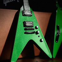 Megadeth "Dave Mustaine - Gibson Flying V Rust In Peace" Alien Tech Green Licensed Mini Guitar - Mainstay Entertainment