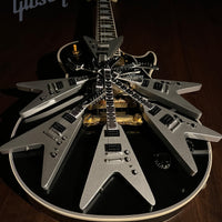 Megadeth "Dave Mustaine - Gibson Flying V" Silver Metallic Licensed Mini Guitar - Mainstay Entertainment