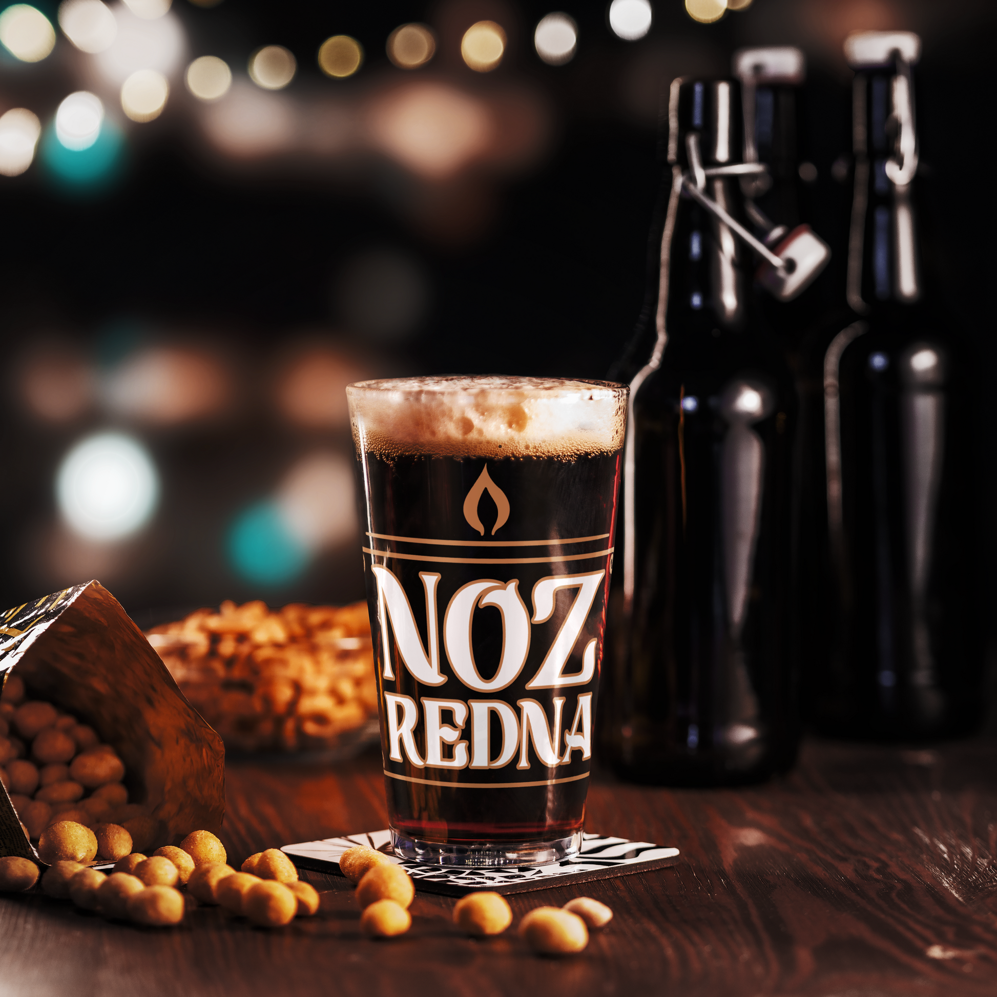 Noz Redna "Candle Logo" Pint Glass - Mainstay Entertainment