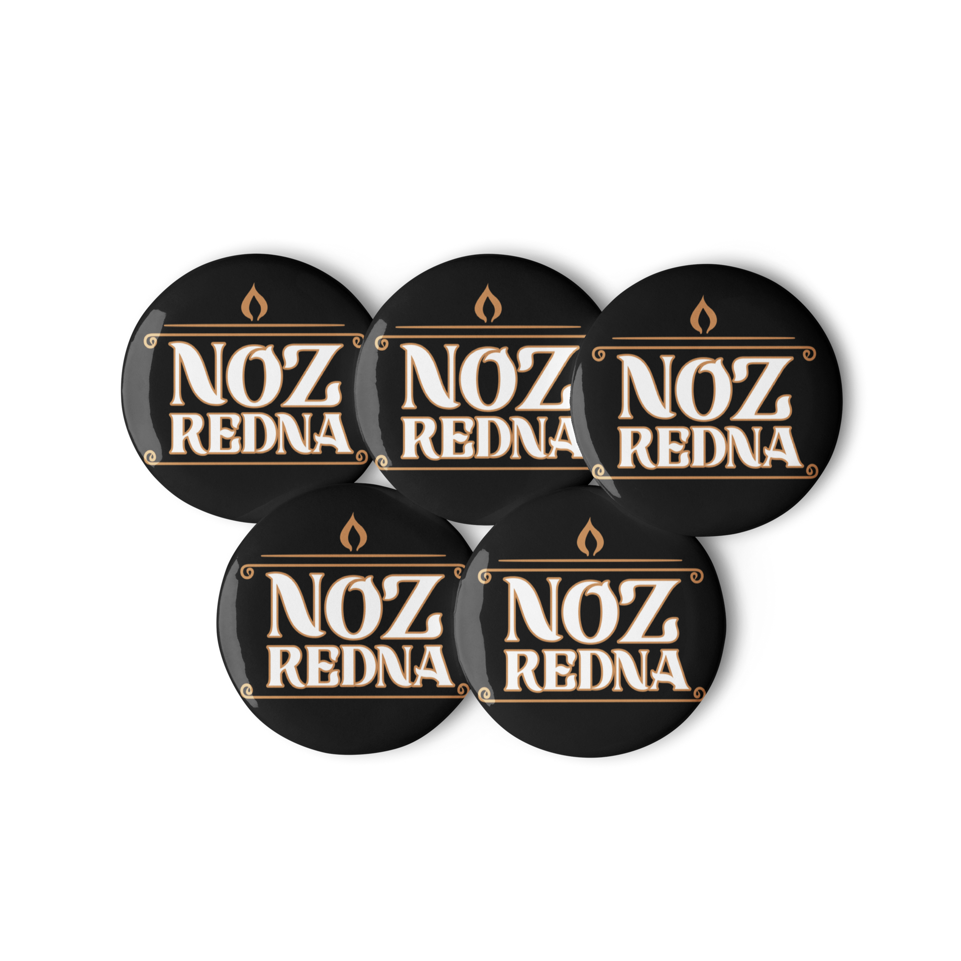 Noz Redna "Candle Logo" Set of (5) Buttons - Mainstay Entertainment