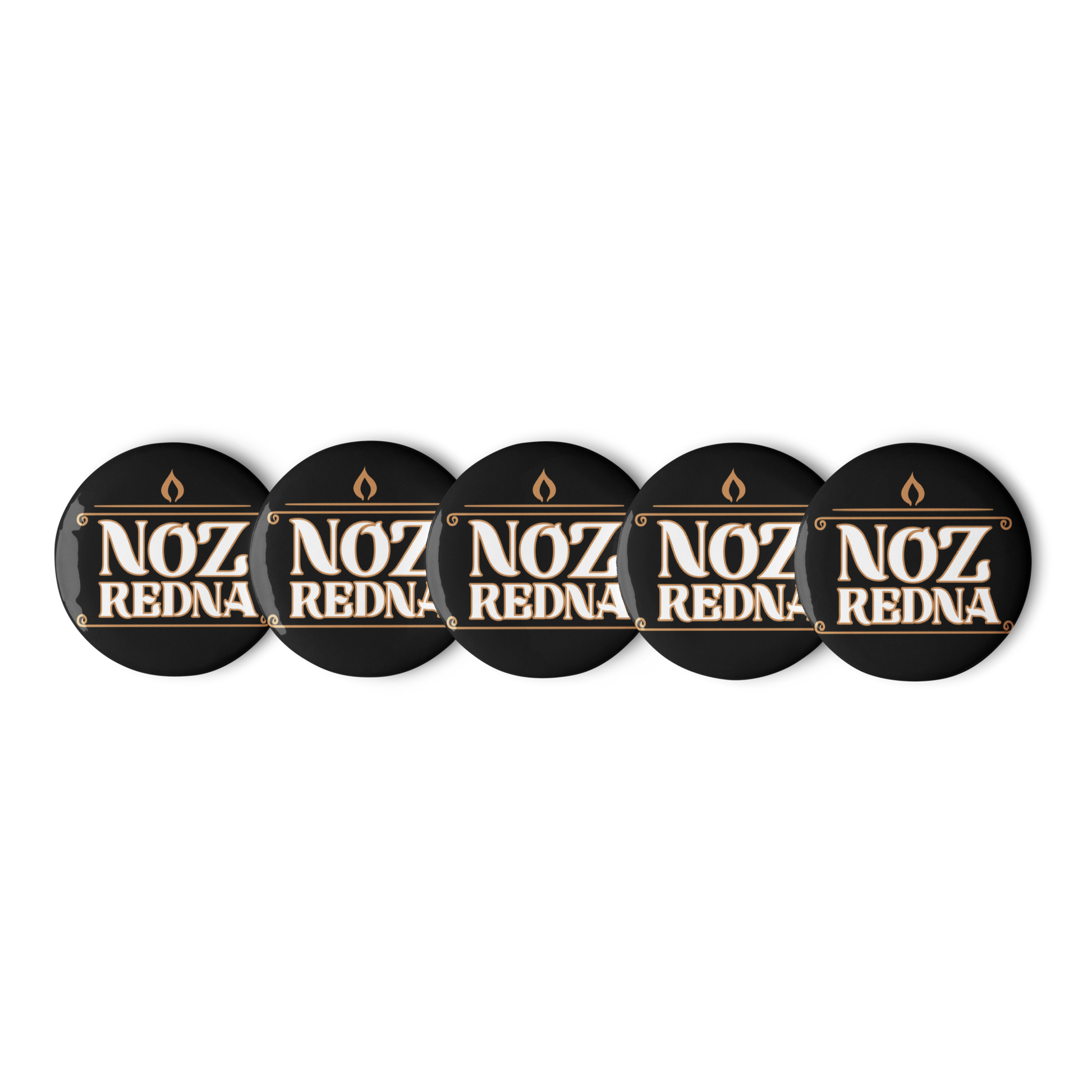 Noz Redna "Candle Logo" Set of (5) Buttons - Mainstay Entertainment