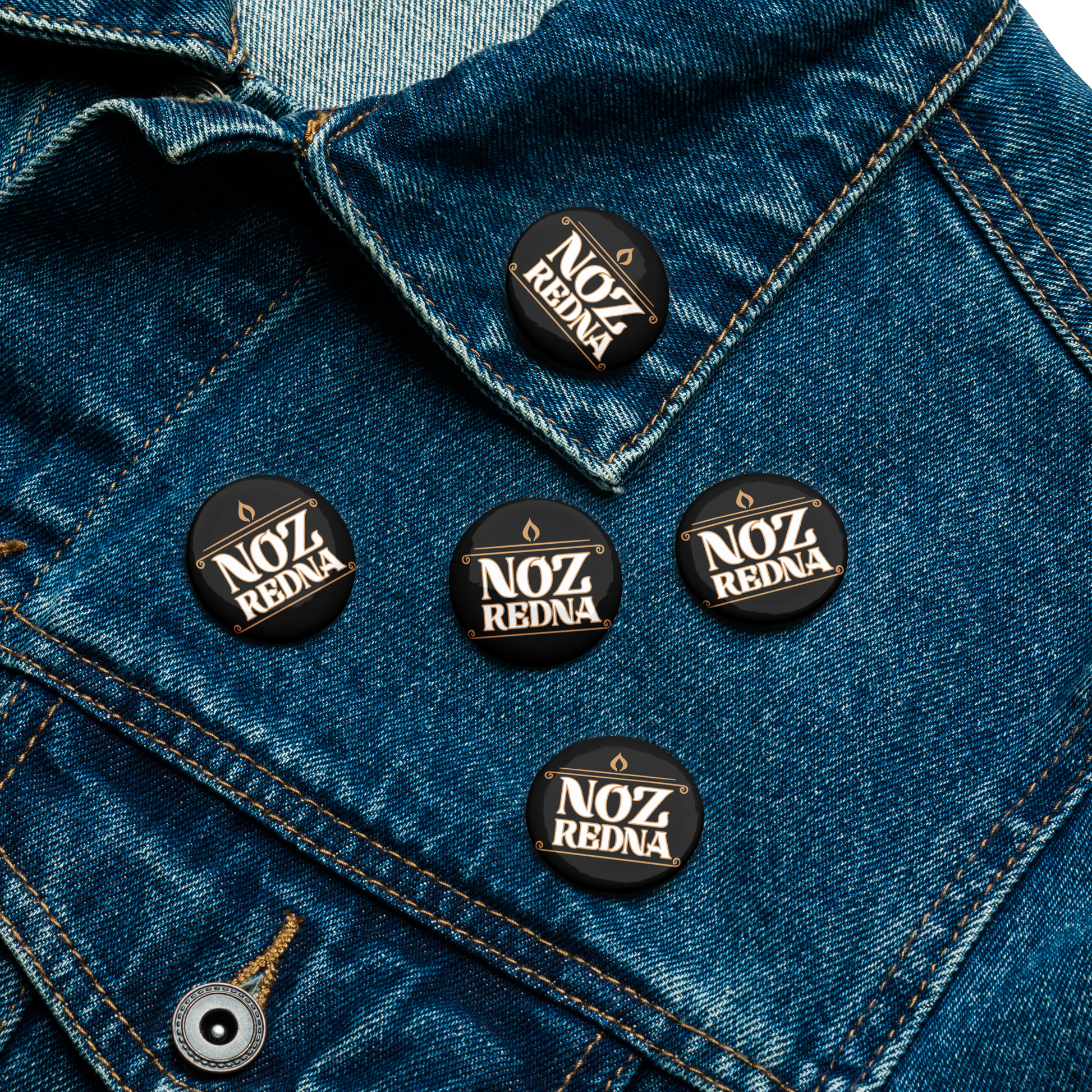 Noz Redna "Candle Logo" Set of (5) Buttons - Mainstay Entertainment