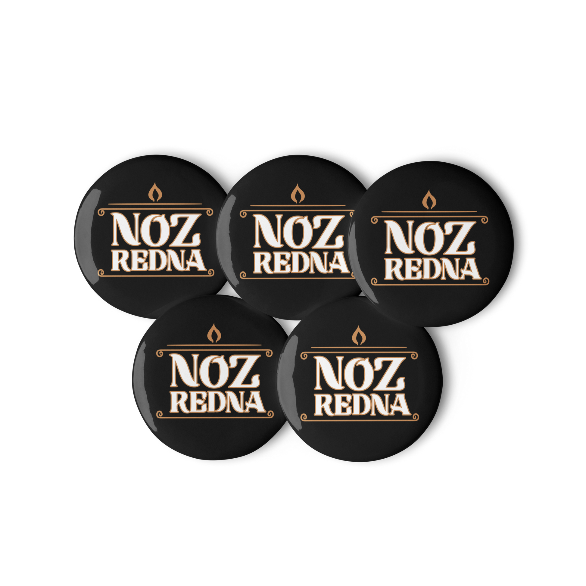 Noz Redna "Candle Logo" Set of (5) Buttons - Mainstay Entertainment