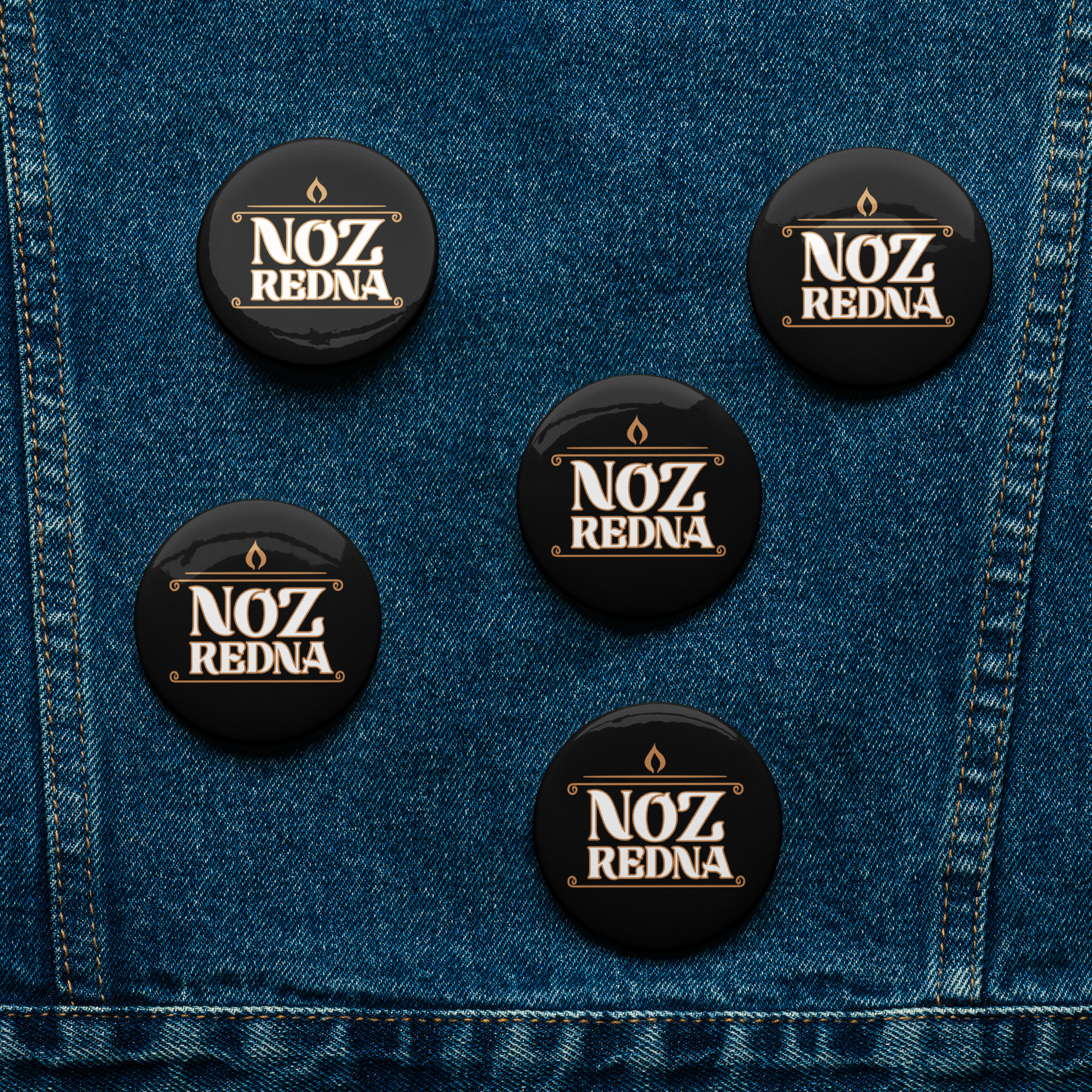 Noz Redna "Candle Logo" Set of (5) Buttons - Mainstay Entertainment