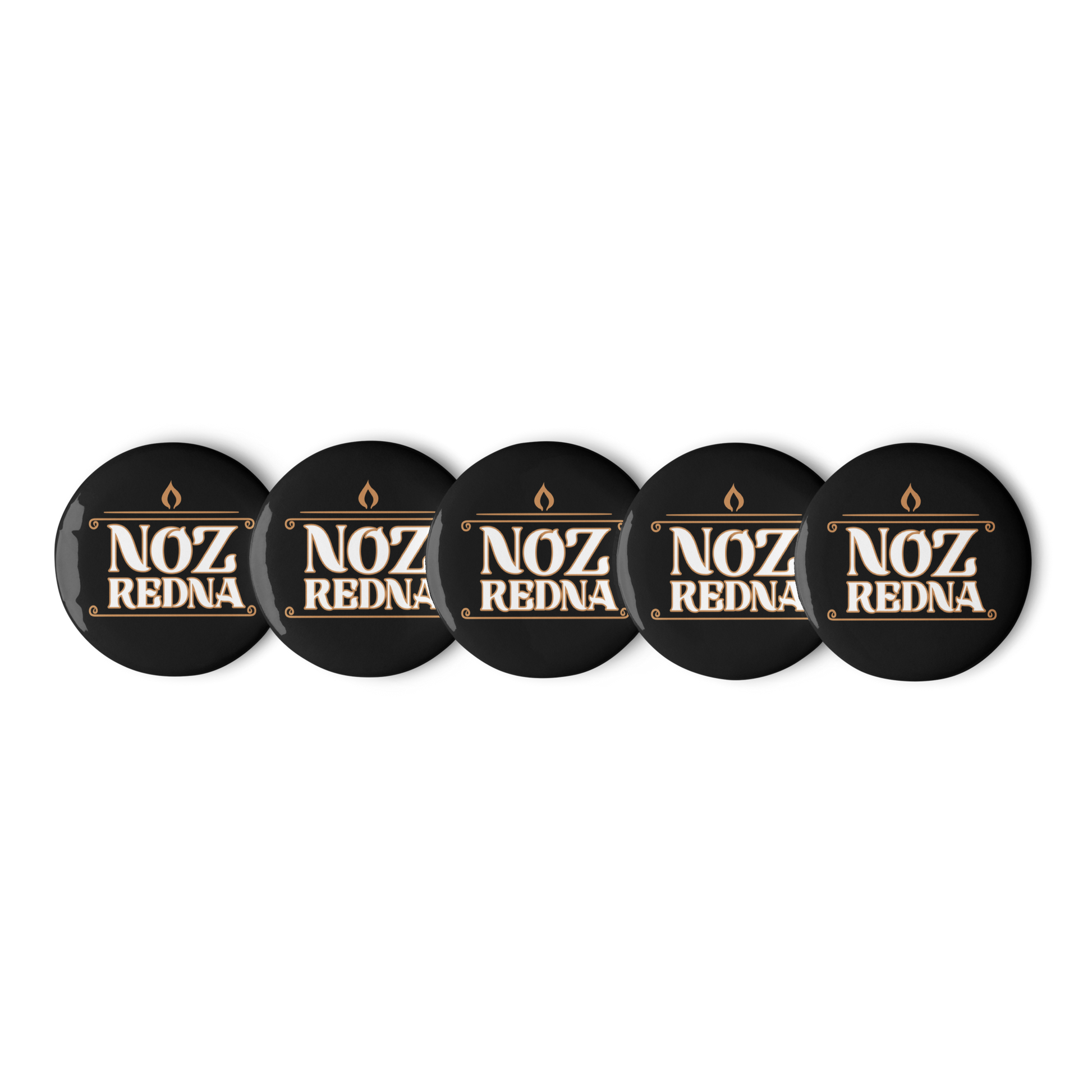 Noz Redna "Candle Logo" Set of (5) Buttons - Mainstay Entertainment