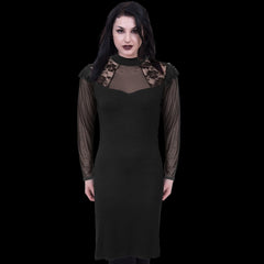 Gothic Elegance "Lace Shoulder Corset" Long Sleeve Dress