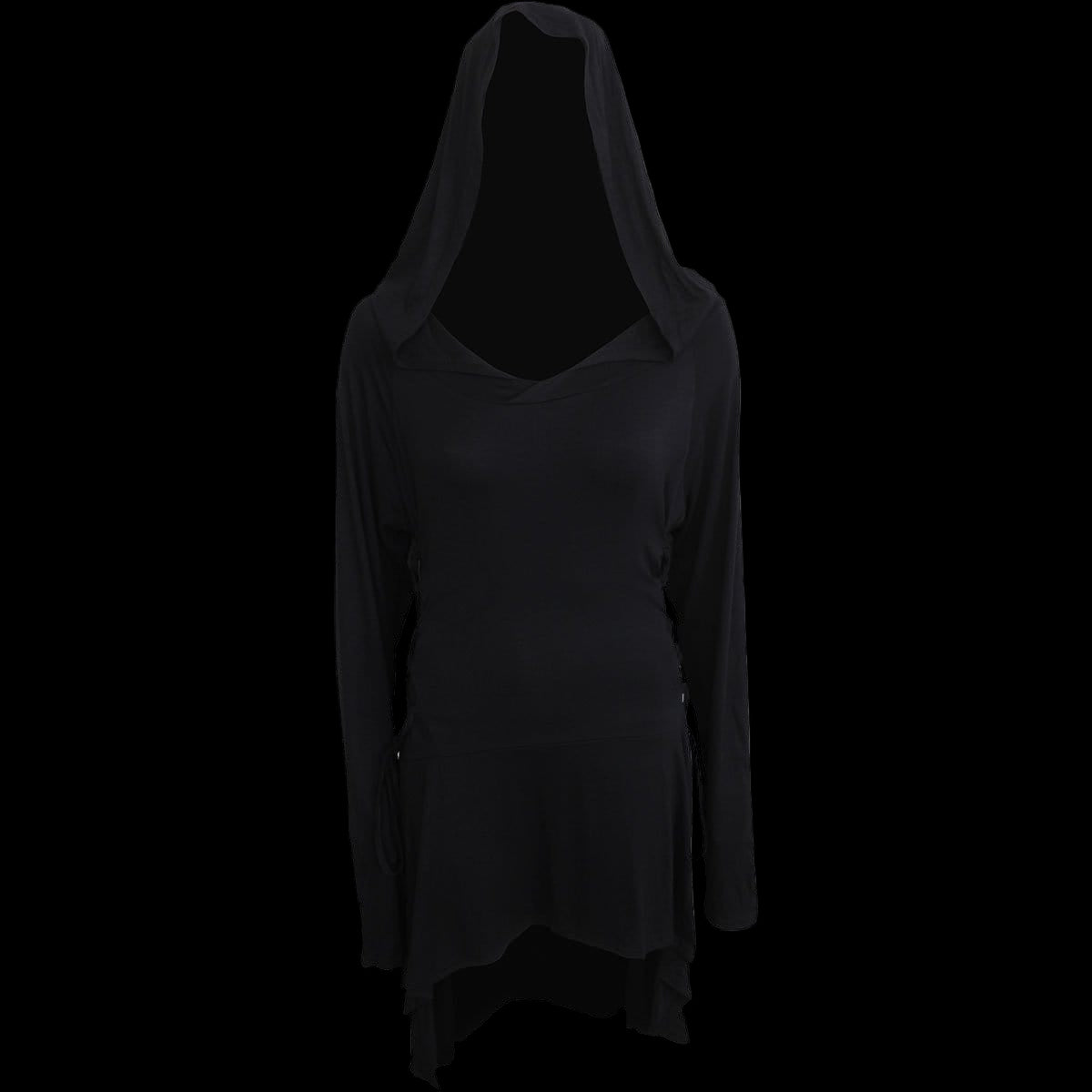 Gothic Elegance "Black Widow Gothic Hooded" Long Sleeve Dress