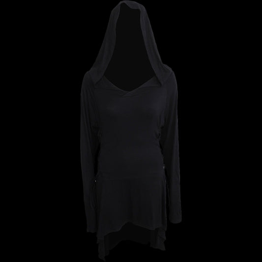 Gothic Elegance "Black Widow Gothic Hooded" Long Sleeve Dress