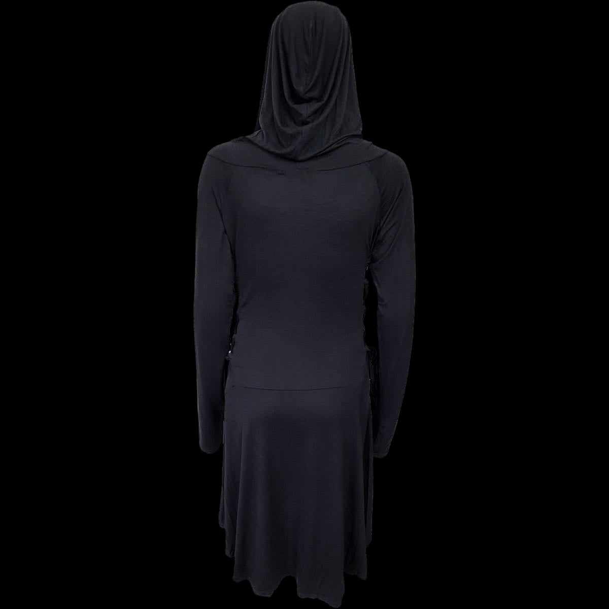 Gothic Elegance "Black Widow Gothic Hooded" Long Sleeve Dress