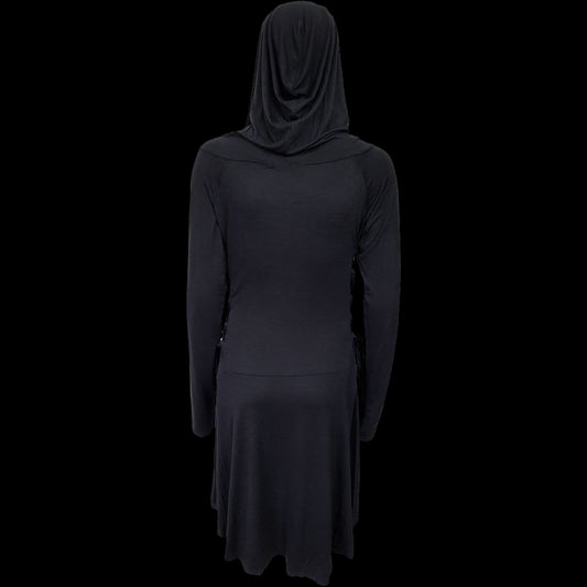 Gothic Elegance "Black Widow Gothic Hooded" Long Sleeve Dress