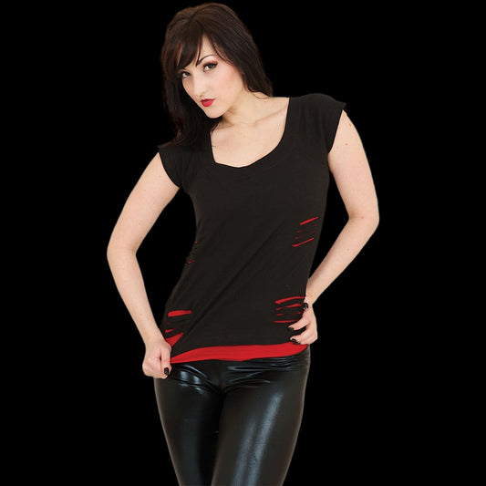 Urban Fashion "2-in-1 Red Ripped" Shirt