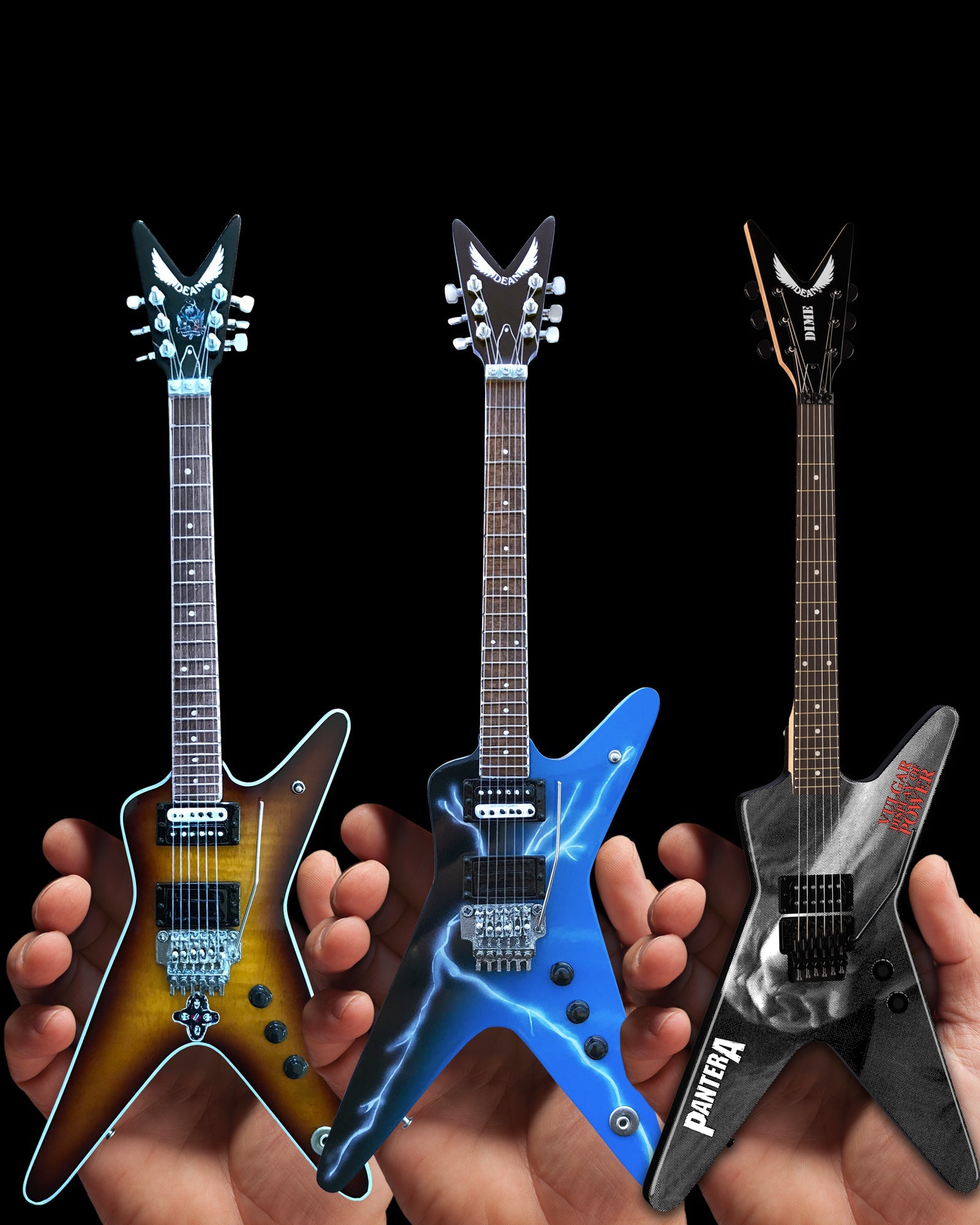 Pantera "Handcrafted Dean Dimebag Pantera ML" Set of 3 Licensed Mini Guitars - Mainstay Entertainment