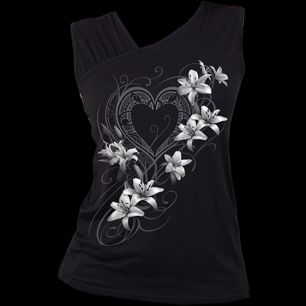 Pure of Heart "Gathered Shoulder Slant" Vest Tank - Mainstay Entertainment