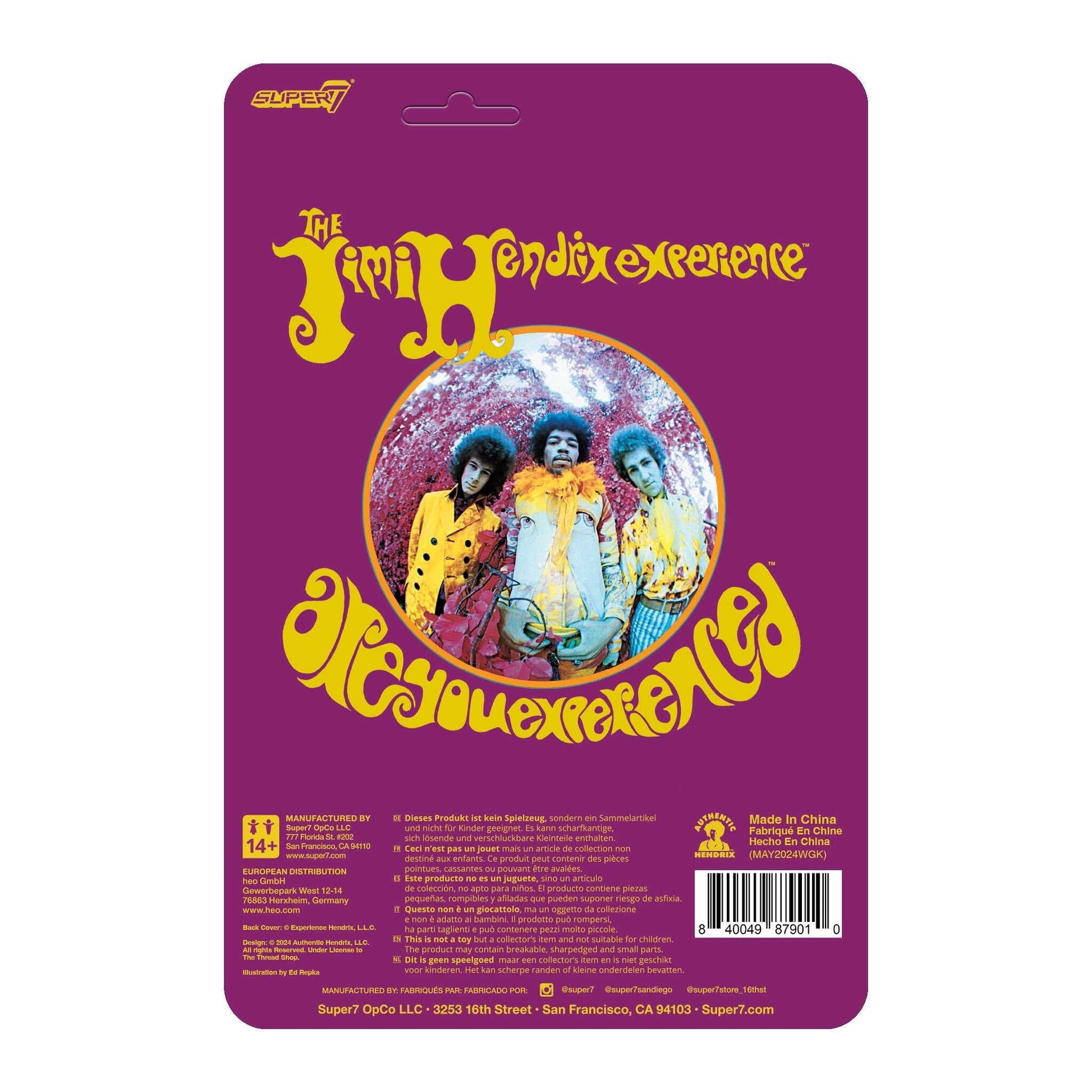 Super7 x Jimi Hendrix (Reverse Album Colors) ReAction Figure