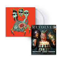 MAYNARD JAMES KEENAN X REVOLVER BUNDLE W/ SPRING 2024 ISSUE & PUSCIFER 'GLOBAL PROBING, LIVE FROM PRESCOTT' 2LP (Limited Edition – Only 500 Made, Clear w/ White Smoke Vinyl) Revolver Magazine