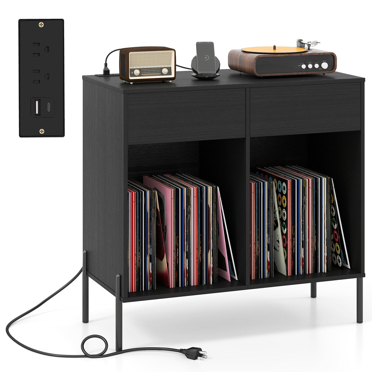 DirectDeals "Record Player" Stand w/Power Outlets