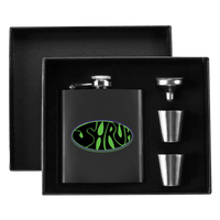 SHRÜM "Logo" 7oz. Hip Flask Black Stainless Steel Set - Mainstay Entertainment