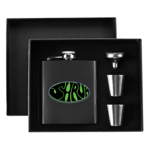SHRÜM "Logo" 7oz. Hip Flask Black Stainless Steel Set - Mainstay Entertainment