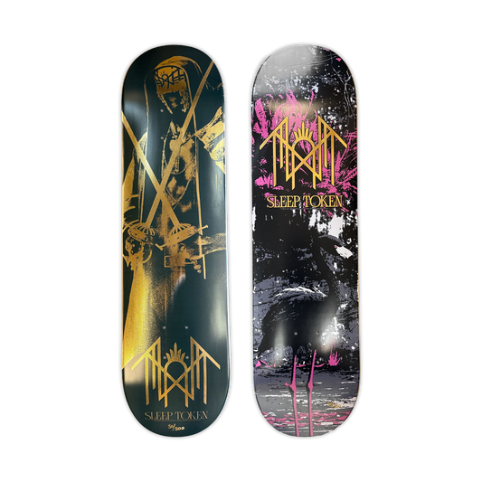 SLEEP TOKEN "EVEN IN ARCADIA" EXCLUSIVE FOIL SKATE DECKS Revolver Magazine
