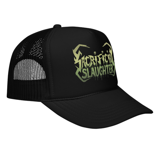 SACRIFICIAL SLAUGHTER - Logo Trucker Hat Horror Pain Gore Death Productions Shop