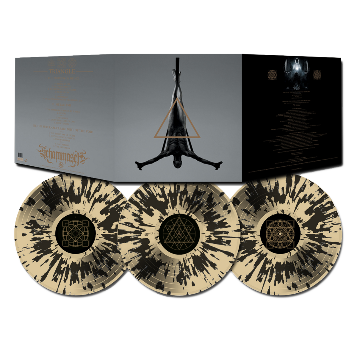 Schammasch - Triangle on Gold with Black Splatter Triple LP Vinyl Prosthetic Records