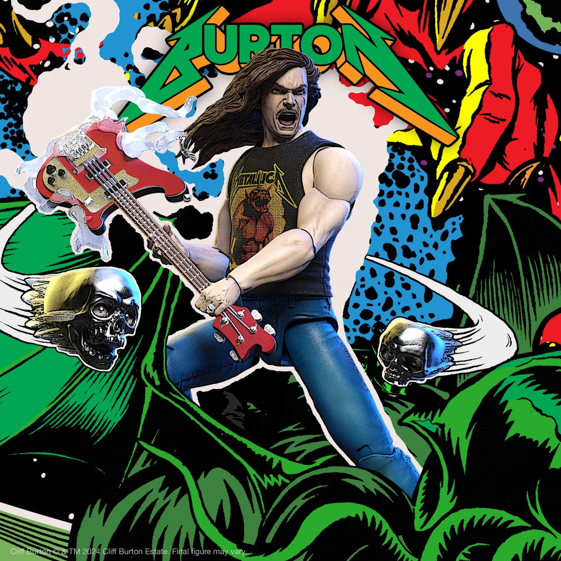 Super7 x Cliff Burton Ultimates Cliff Burton (Superhero Poster) Figure Metallica - Mainstay Entertainment