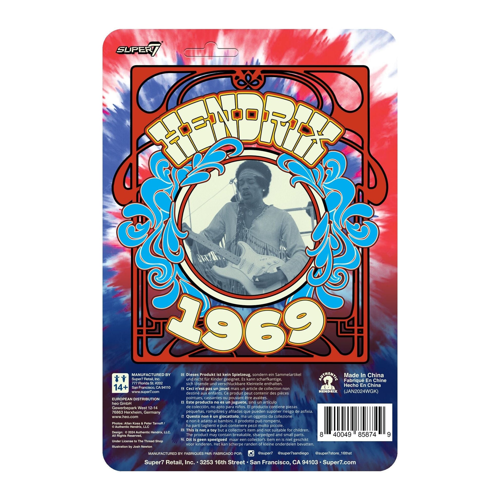 Super7 x Jimi Hendrix (Festival) ReAction Figure - Mainstay Entertainment