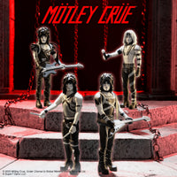 Super7 x Mötley Crüe - Mick Mars, Nikki Sixx, Tommy Lee & Vince Neil (Shout At The Devil B&W) ReAction Figures - Mainstay Entertainment