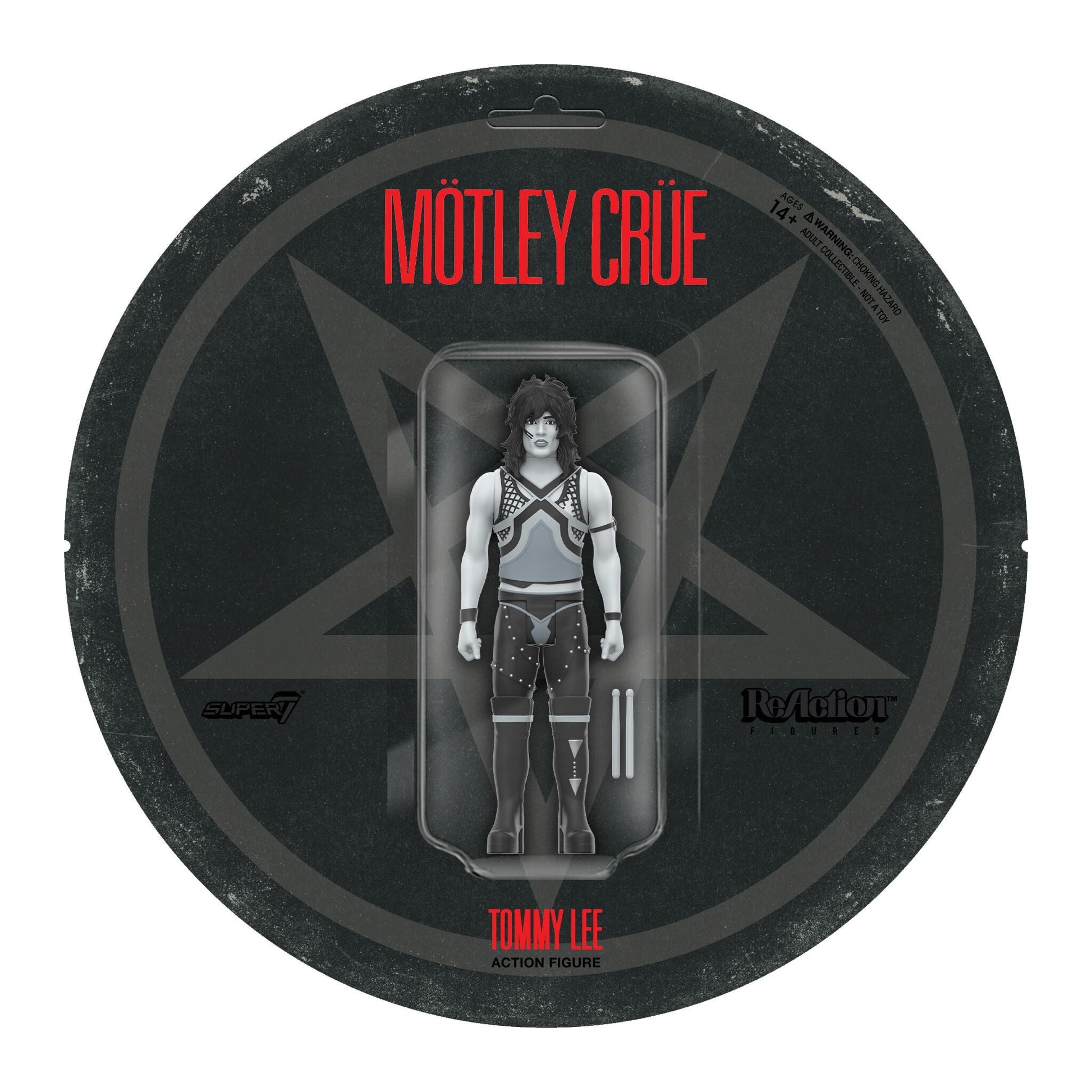 Super7 x Mötley Crüe - Mick Mars, Nikki Sixx, Tommy Lee & Vince Neil (Shout At The Devil B&W) ReAction Figures - Mainstay Entertainment