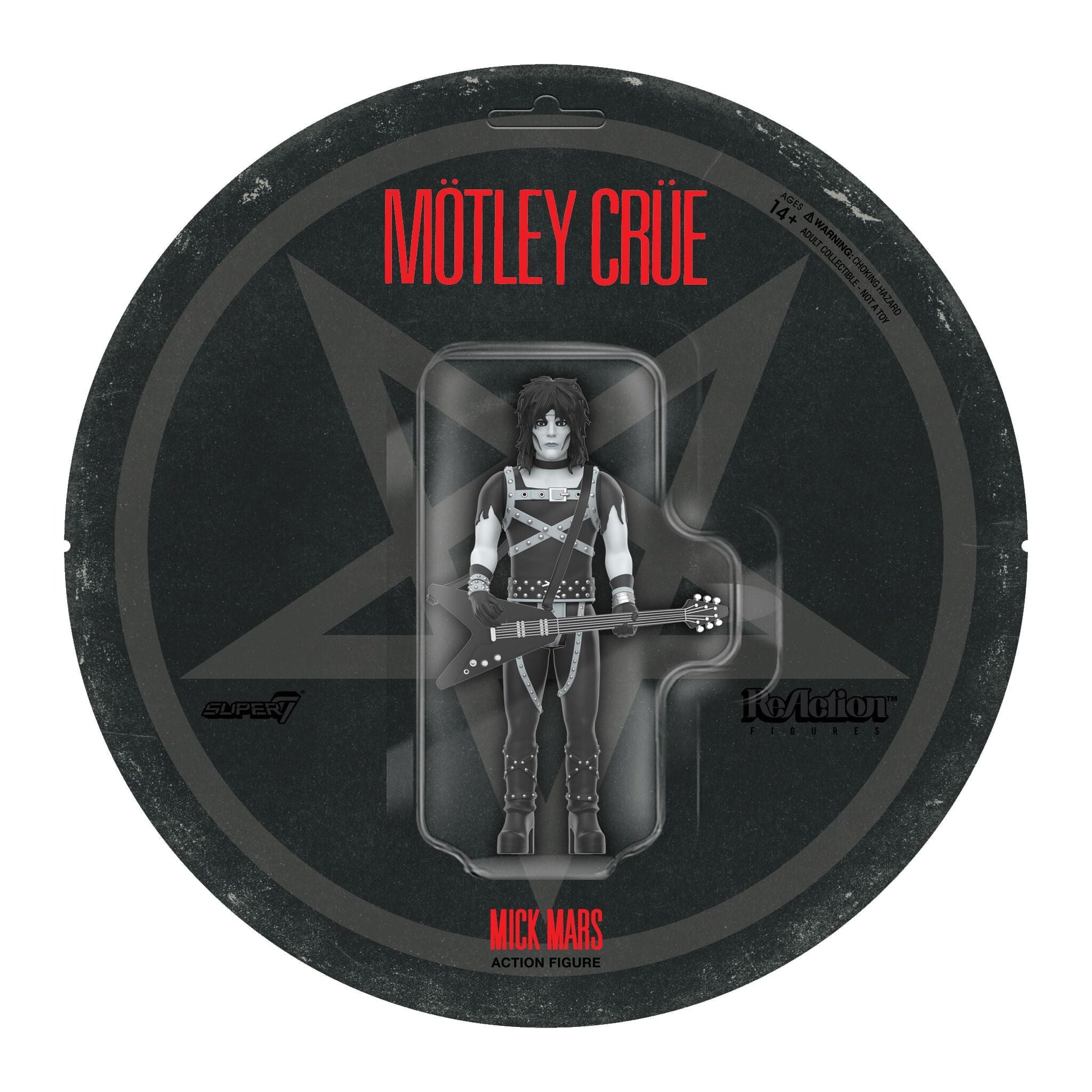 Super7 x Mötley Crüe - Mick Mars, Nikki Sixx, Tommy Lee & Vince Neil (Shout At The Devil B&W) ReAction Figures - Mainstay Entertainment