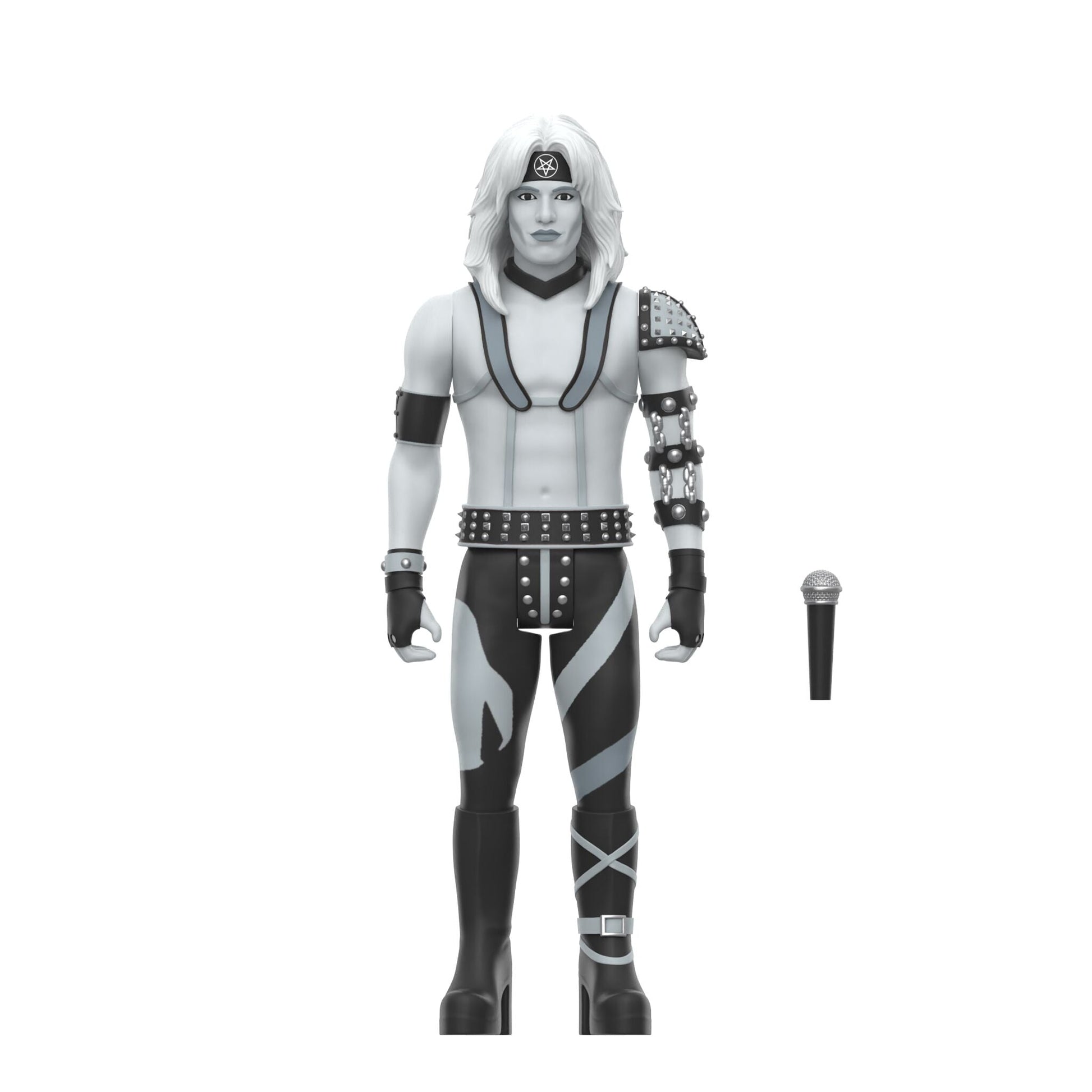 Super7 x Mötley Crüe - Mick Mars, Nikki Sixx, Tommy Lee & Vince Neil (Shout At The Devil B&W) ReAction Figures - Mainstay Entertainment