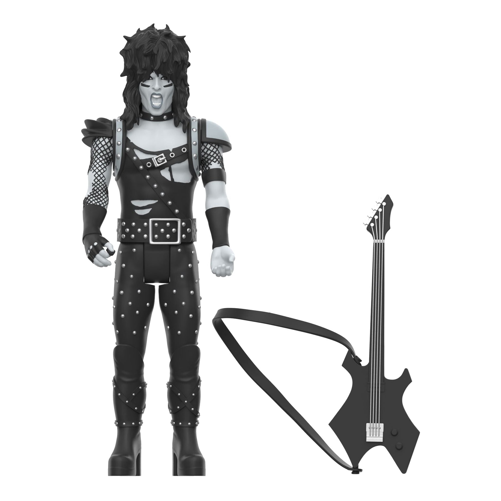 Super7 x Mötley Crüe - Mick Mars, Nikki Sixx, Tommy Lee & Vince Neil (Shout At The Devil B&W) ReAction Figures - Mainstay Entertainment