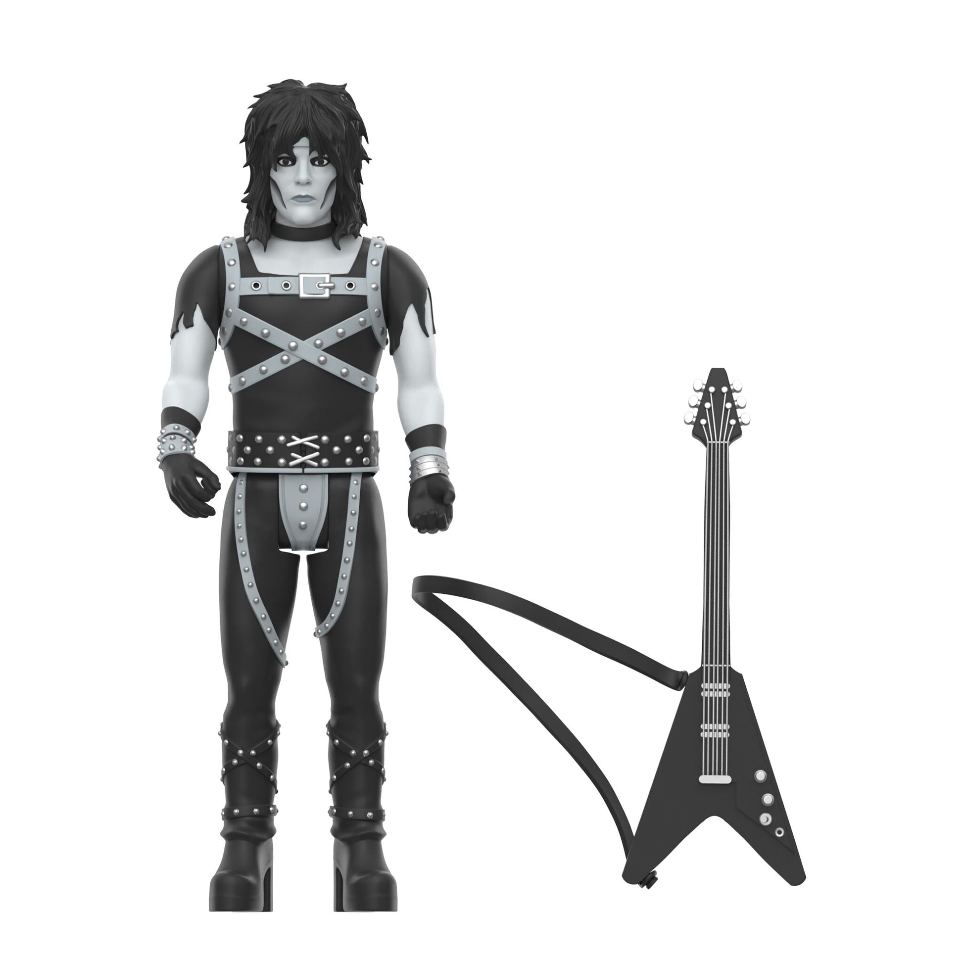 Super7 x Mötley Crüe - Mick Mars, Nikki Sixx, Tommy Lee & Vince Neil (Shout At The Devil B&W) ReAction Figures - Mainstay Entertainment