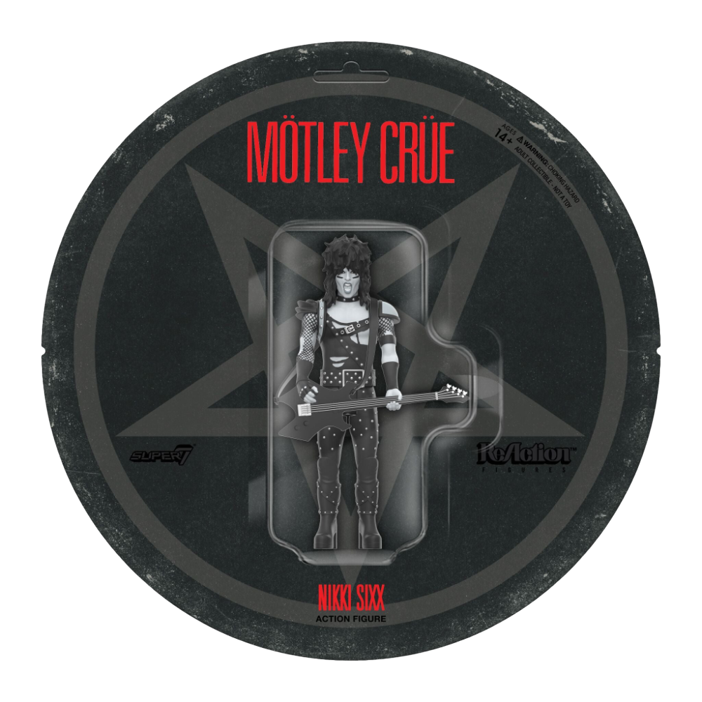 Super7 x Mötley Crüe - Nikki Sixx (Shout At The Devil B&W) ReAction Figure - Mainstay Entertainment